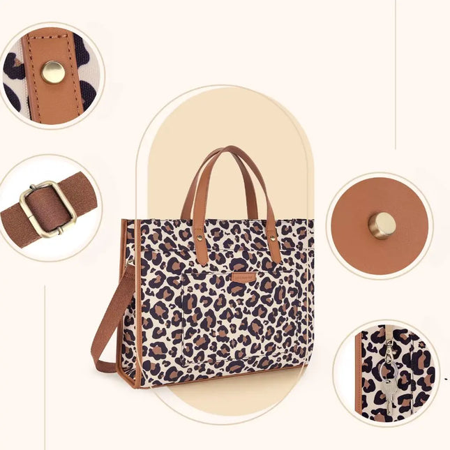 15.6-Inch Leopard Print Laptop Bag – Stylish Animal Pattern with Brown Accents for Women