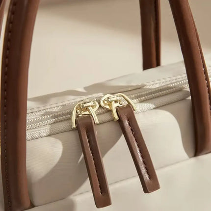 Beige Laptop Tote Bag for Women – Waterproof, Stylish, Fits 15.6" Laptops