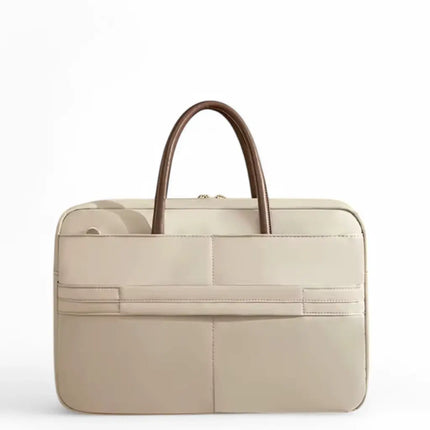 Beige Laptop Tote Bag for Women – Waterproof, Stylish, Fits 15.6" Laptops