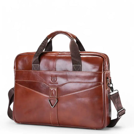 Brown Leather Work Briefcase – Classic Leather Laptop Bag for Men & Women