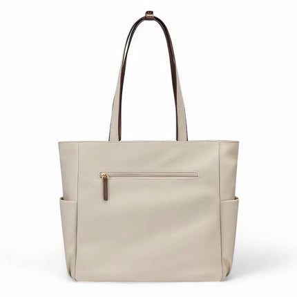 Beige 15.6-Inch Laptop Bag for Women – Lightweight, Stylish, and Protective Tote