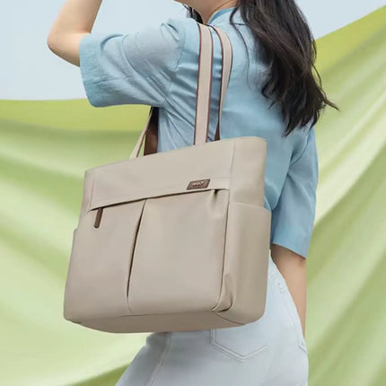 Beige 15.6-Inch Laptop Bag for Women – Lightweight, Stylish, and Protective Tote