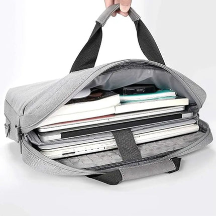 Waterproof 17-Inch Laptop Bag for Men – Grey Business Briefcase with Padded Protection