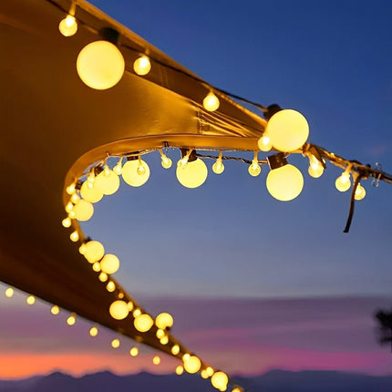 Solar Christmas String Lights for Outdoors 19.7ft – Warm White Waterproof LED Fairy Lights for Patio & Garden