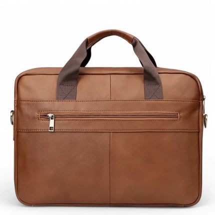 13-Inch Leather Laptop Bag for Men – Premium Cowhide Briefcase with Organizer