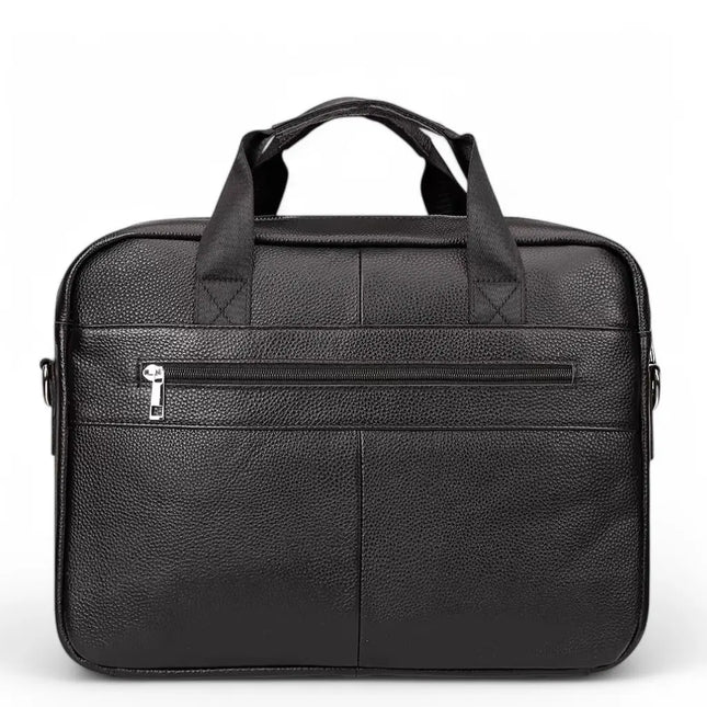 13-Inch Leather Laptop Bag for Men – Premium Cowhide Briefcase with Organizer