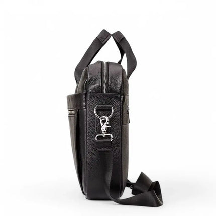 13-Inch Leather Laptop Bag for Men – Premium Cowhide Briefcase with Organizer