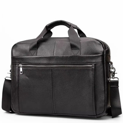 13-Inch Leather Laptop Bag for Men – Premium Cowhide Briefcase with Organizer