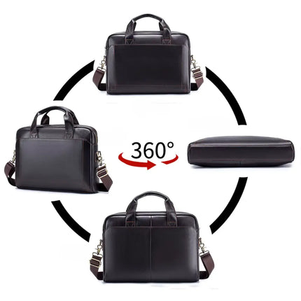 Dark Brown Leather Briefcase – Premium Laptop Work Bag for Men & Women