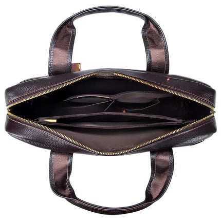 Dark Brown Leather Briefcase – Premium Laptop Work Bag for Men & Women