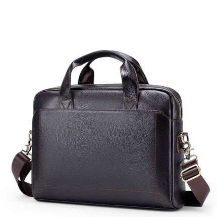 Dark Brown Leather Briefcase – Premium Laptop Work Bag for Men & Women