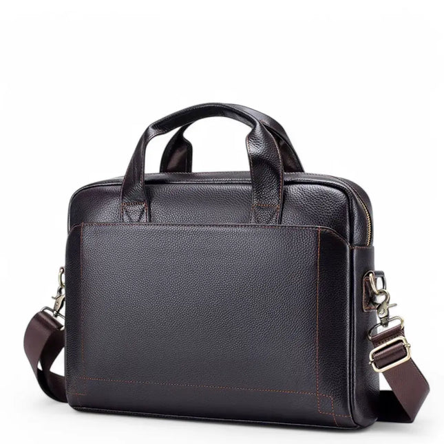 Dark Brown Leather Briefcase – Premium Laptop Work Bag for Men & Women
