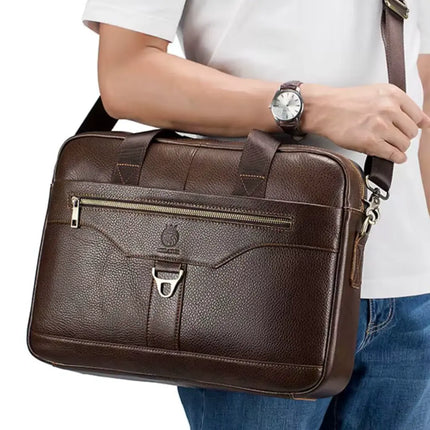 16" Brown Leather Laptop Bag for Men – Classic Design & Optimal Protection