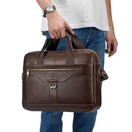 16" Brown Leather Laptop Bag for Men – Classic Design & Optimal Protection