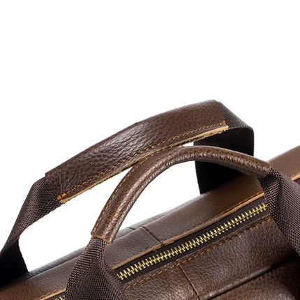 16" Brown Leather Laptop Bag for Men – Classic Design & Optimal Protection