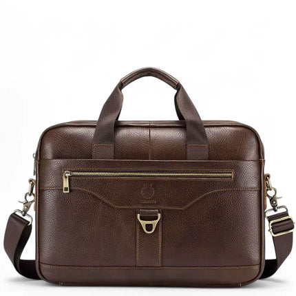 16" Brown Leather Laptop Bag for Men – Classic Design & Optimal Protection