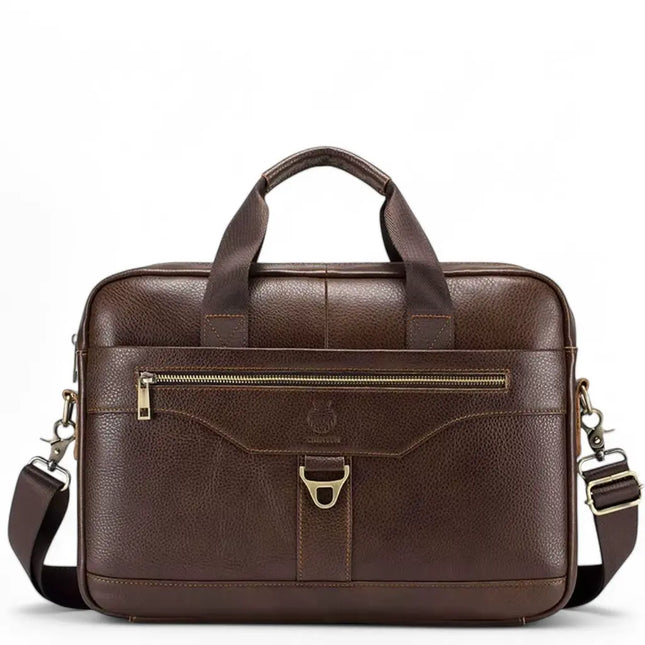 16" Brown Leather Laptop Bag for Men – Classic Design & Optimal Protection