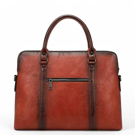 Vintage Leather Laptop Bag for Women – 14-inch Floral Design, Elegant & Timeless Style