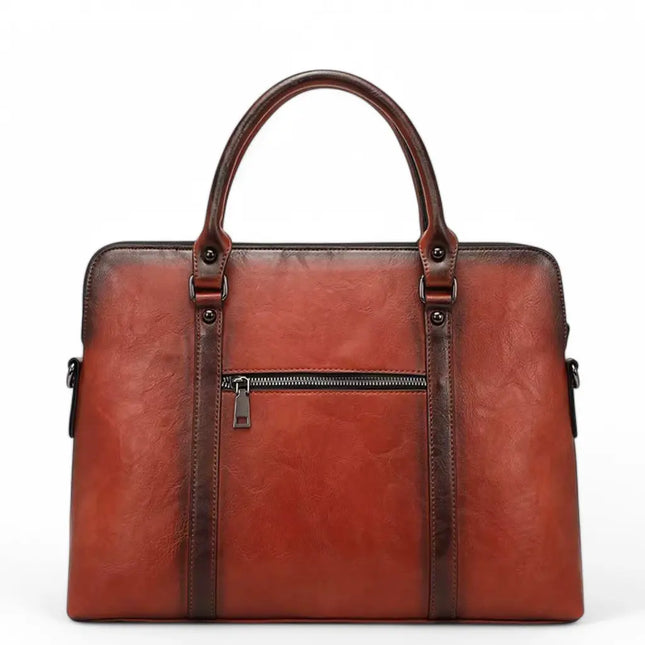 Vintage Leather Laptop Bag for Women – 14-inch Floral Design, Elegant & Timeless Style