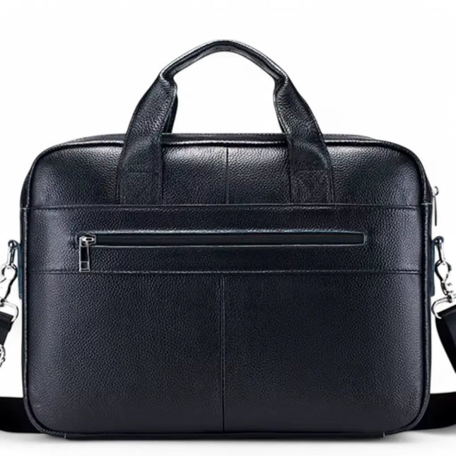 Dark Brown Leather Laptop Bag – Genuine Leather Briefcase for Work & Travel