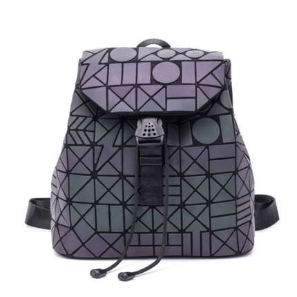 Reflective Holographic Backpack for Women – Adjustable Strap, Geometric Design, Glows in the Dark