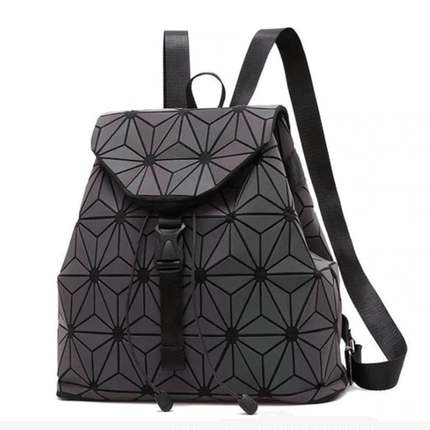 Reflective Holographic Backpack for Women – Adjustable Strap, Geometric Design, Glows in the Dark