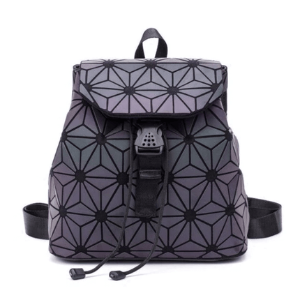 Reflective Holographic Backpack for Women – Adjustable Strap, Geometric Design, Glows in the Dark