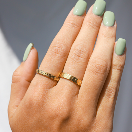 Minimalist Gold Disc Ring – Stackable Dainty Gold Ring for Women