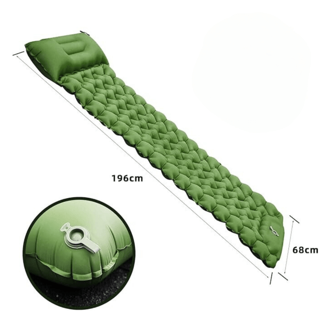 Inflatable Air Mattress with Integrated Pillow – Lightweight & Compact for Camping, Travel & Festivals