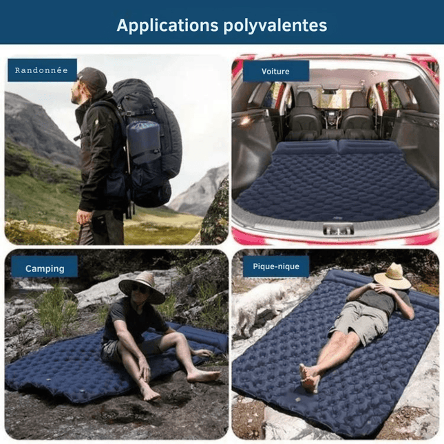 Inflatable Double Air Mattress with Built-in Pillows – Portable, Waterproof & Ideal for Camping, Travel & Guests