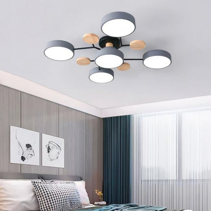 Modern LED Ceiling Light Fixture with Branch Design & Round Panels – Dimmable, Energy-Efficient Lighting (24", 31", 39")
