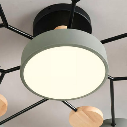 Modern LED Ceiling Light Fixture with Branch Design & Round Panels – Dimmable, Energy-Efficient Lighting (24", 31", 39")