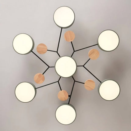 Modern LED Ceiling Light Fixture with Branch Design & Round Panels – Dimmable, Energy-Efficient Lighting (24", 31", 39")