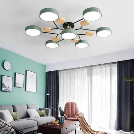Modern LED Ceiling Light Fixture with Branch Design & Round Panels – Dimmable, Energy-Efficient Lighting (24", 31", 39")