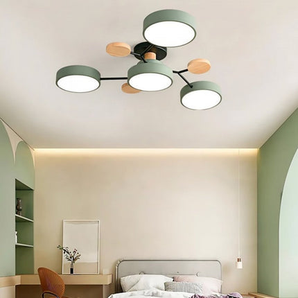 Modern LED Ceiling Light Fixture with Branch Design & Round Panels – Dimmable, Energy-Efficient Lighting (24", 31", 39")