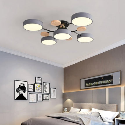 Modern LED Ceiling Light Fixture with Branch Design & Round Panels – Dimmable, Energy-Efficient Lighting (24", 31", 39")