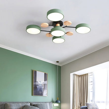 Modern LED Ceiling Light Fixture with Branch Design & Round Panels – Dimmable, Energy-Efficient Lighting (24", 31", 39")