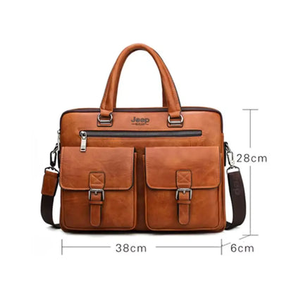 Premium Brown Leather 13-Inch Laptop Bag for Men – Timeless Design & Practical Functionality