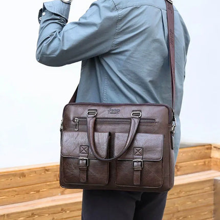 Premium Brown Leather 13-Inch Laptop Bag for Men – Timeless Design & Practical Functionality