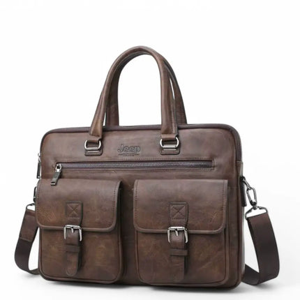 Premium Brown Leather 13-Inch Laptop Bag for Men – Timeless Design & Practical Functionality