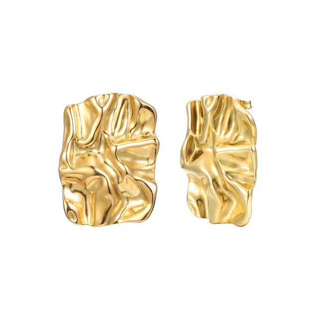 Gold Sculptural Statement Earrings – Melted Metal Design | Modern Artistic Jewelry