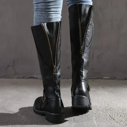 Women's Classic Knee-High Boots with Buckle Detail – Timeless Style for Every Occasion