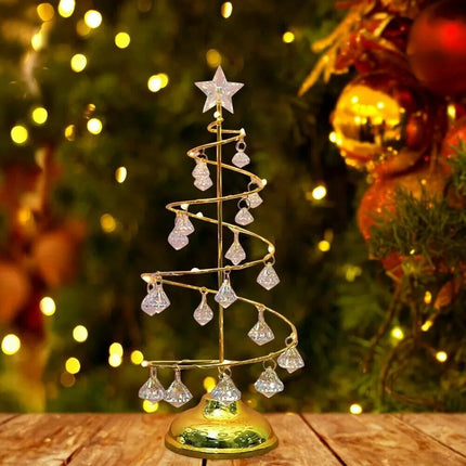 USB Rechargeable Decorative Christmas Tree Table Lamp – 15.7″ H x 7.9″ W Festive LED Accent Light for Home
