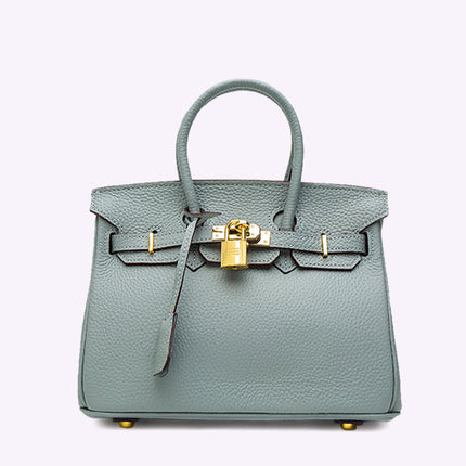 Luxury Women's Leather Shoulder Bag with Lock – Structured PU Tote for Work & Daily Use