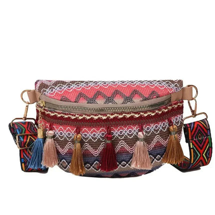 Bohemian Crossbody Bag with Fringe – Colorful, Adjustable Strap, Lightweight & Durable