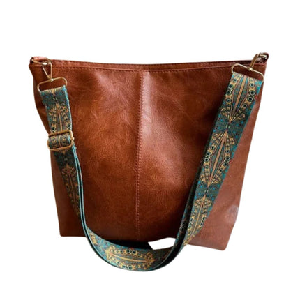 Stylish Brown Handbag with Wide Shoulder Strap – Spacious & Elegant