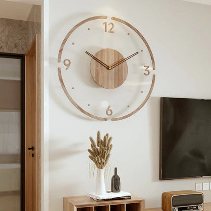 Nordic Wooden Wall Clock – Silent Minimalist Scandinavian Design for Modern Interiors