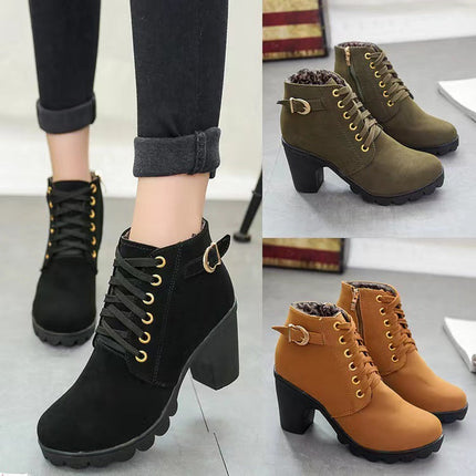 Women's Block Heel Ankle Boots – Elegant & Comfortable Fall/Winter Footwear