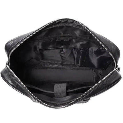 14-Inch Leather Laptop Bag for Men – Premium Cowhide Briefcase with Multiple Compartments