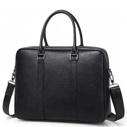 14-Inch Leather Laptop Bag for Men – Premium Cowhide Briefcase with Multiple Compartments